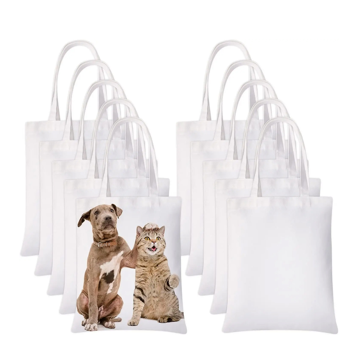Tote Bag Sublimation - 6pcs White Canvas Tote Bags, Sublimaiton