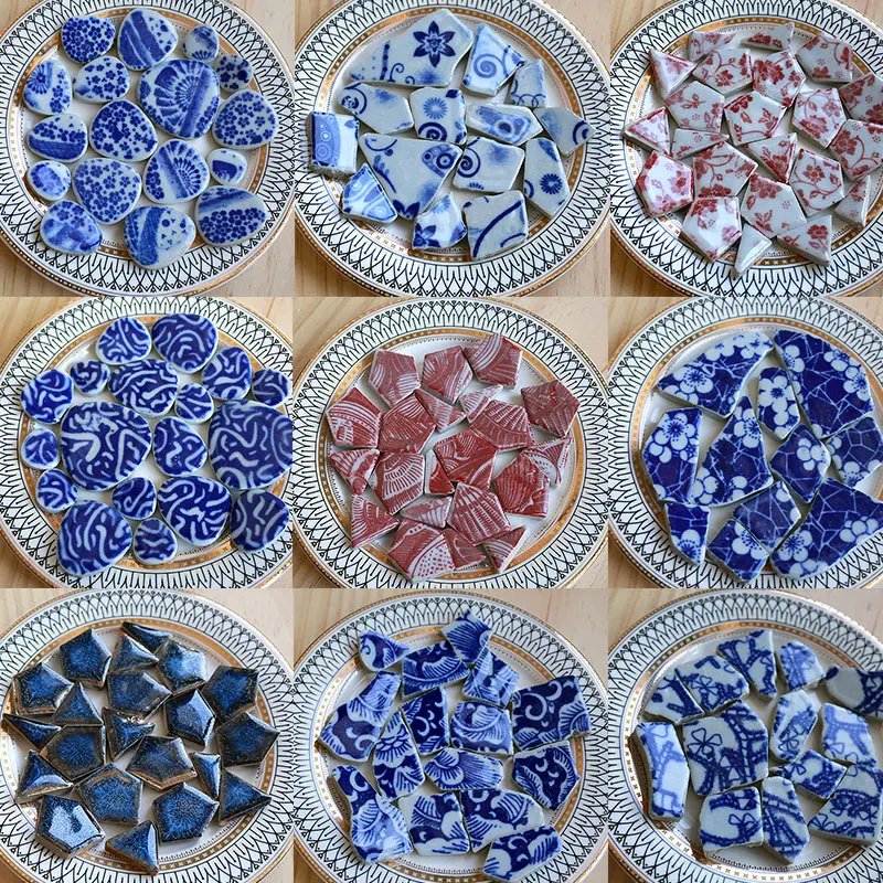 Ceramic Tile Blank - 100g Oval Ceramic Mosaic Tiles Multi