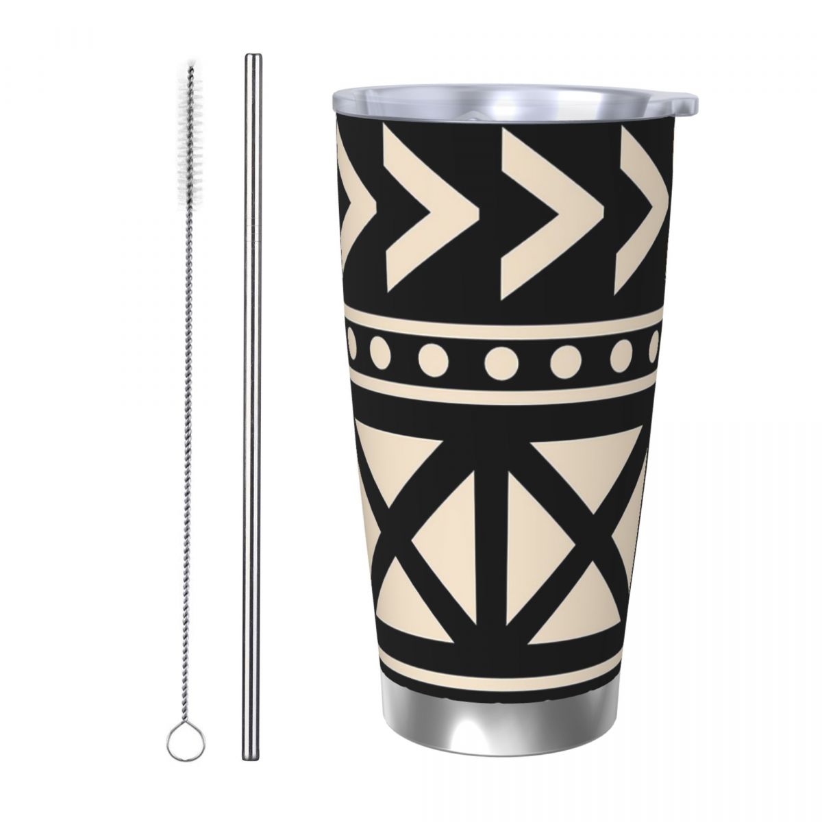 Tumbler 20Oz White - African Mud Cloth Black And White