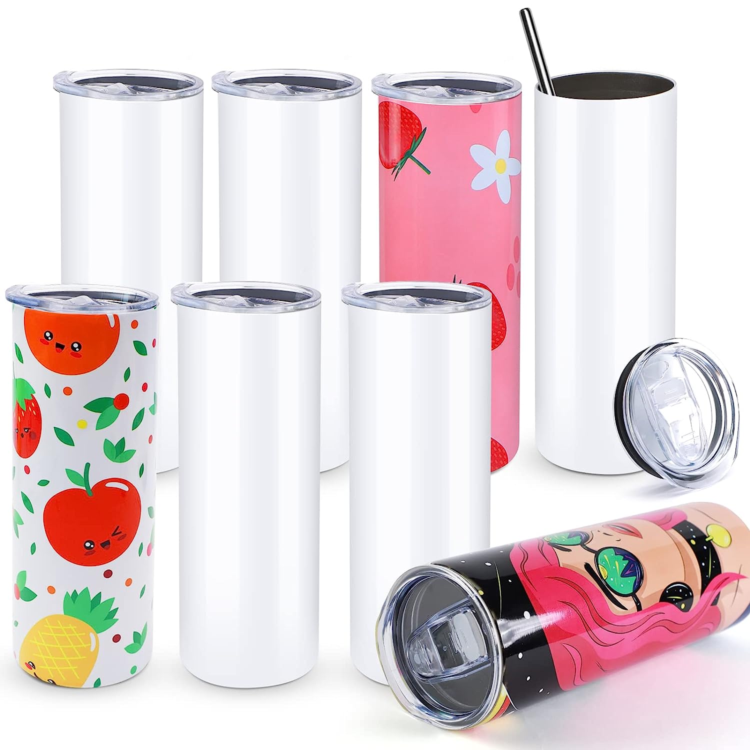 Sublimation Mug White - HTVRONT 8pcs Stainless 20 OZ Sublimation