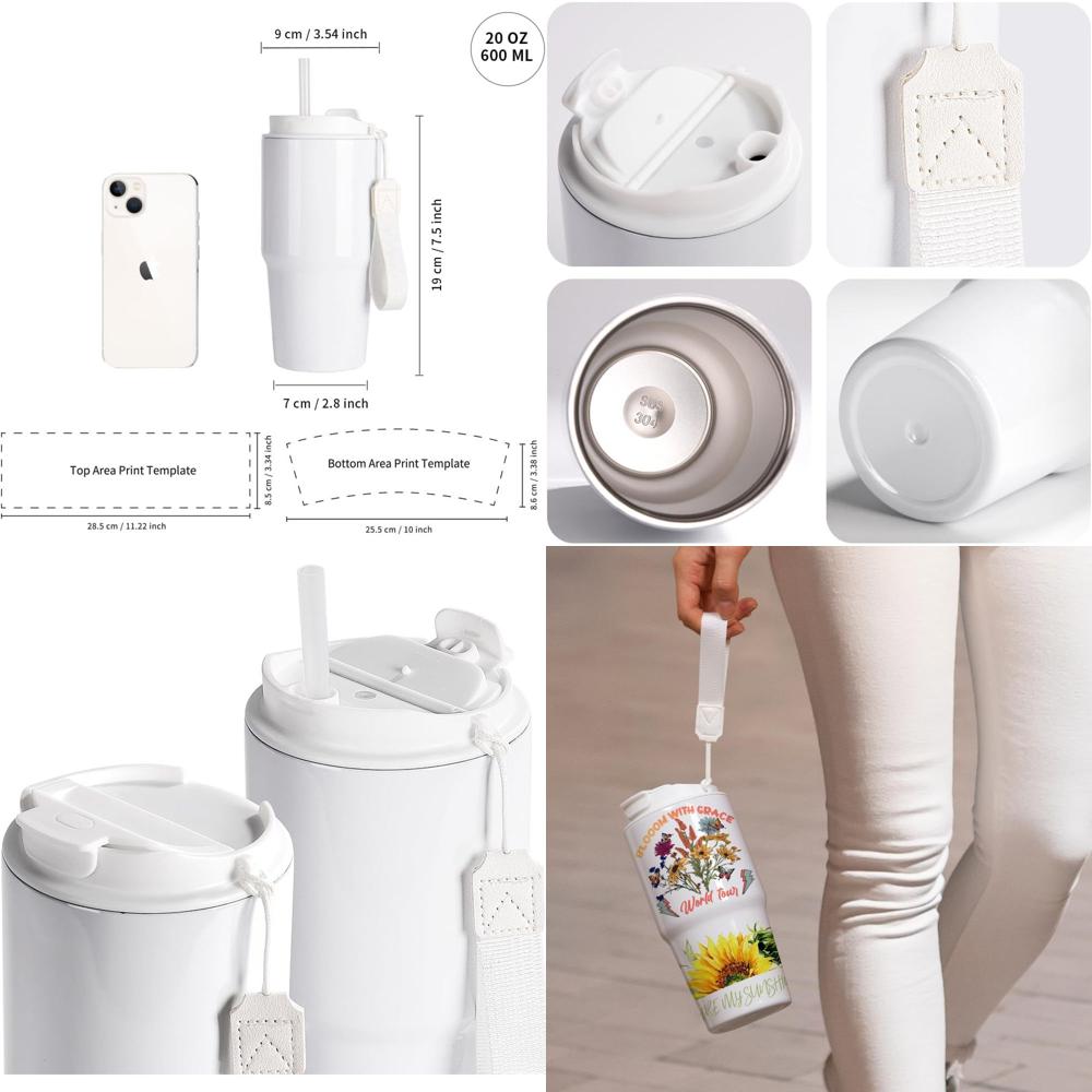 Tumbler 20Oz White - 20 oz White Sublimation Tumblers with