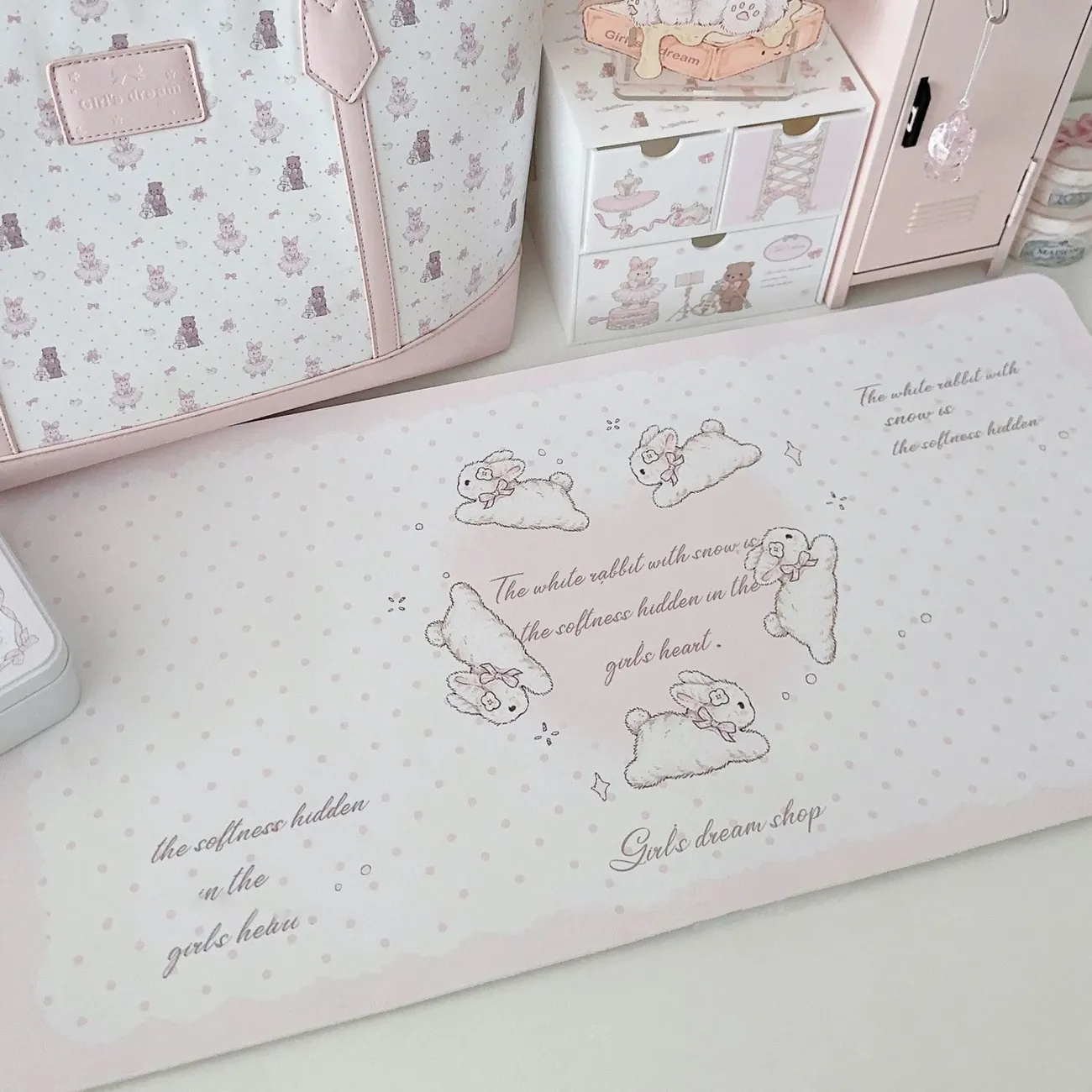 Mouse Pad Blank Sublimation - Leather Desk Pad Protector Pink Bunny