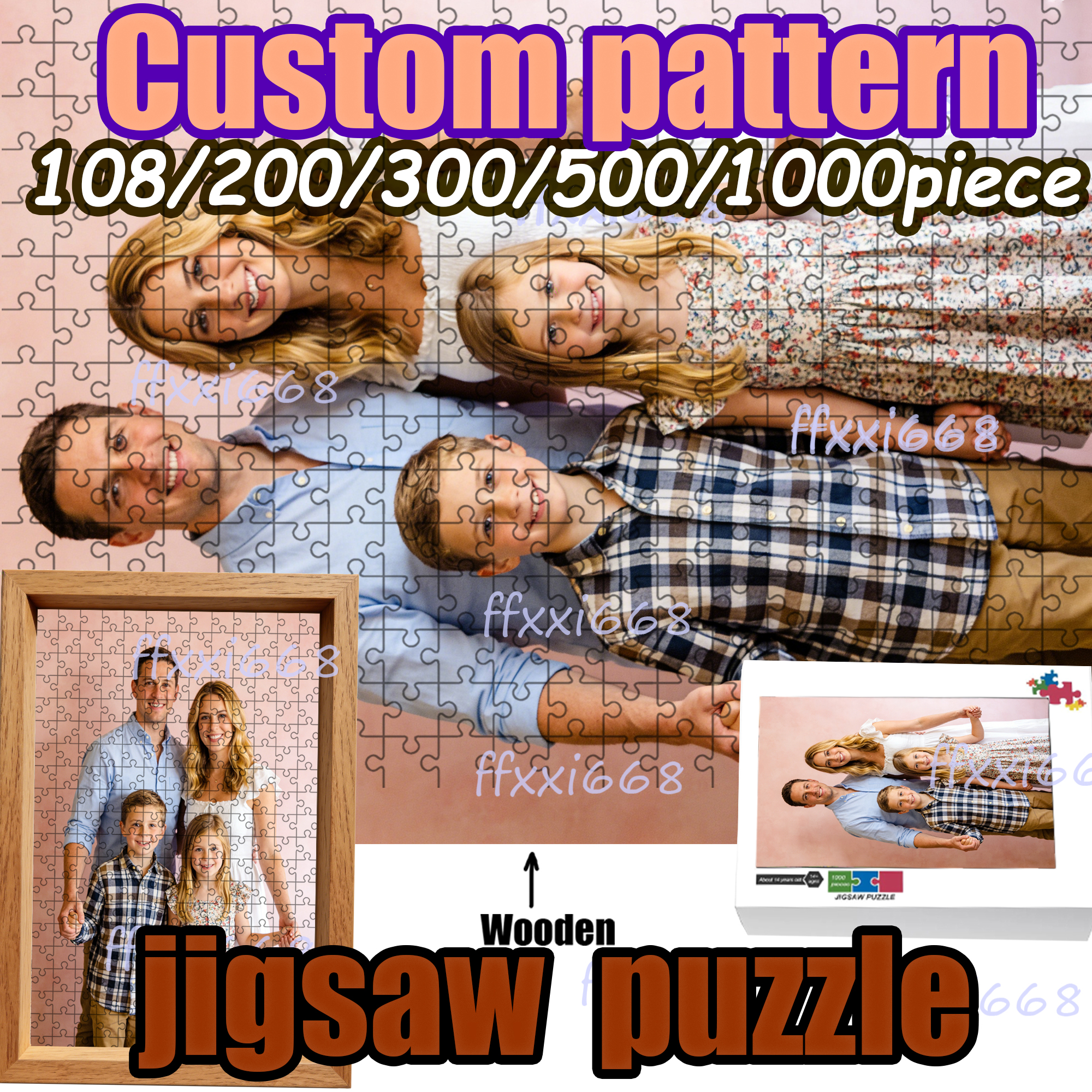 Puzzle Blank White - Custom 108/200/300/500/1000pieces jigsaw puzzle, custom photo,