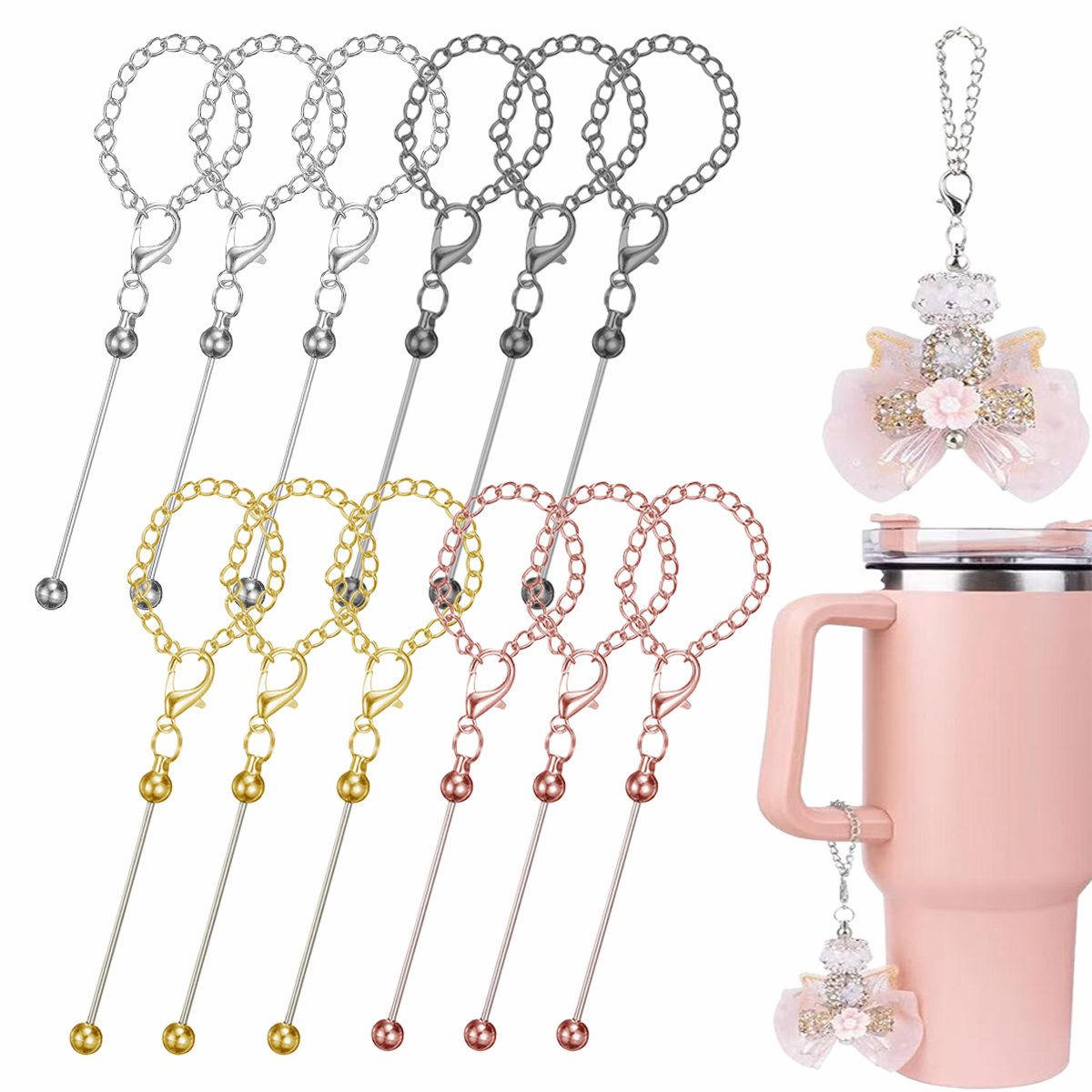 Water Bottle Blank - 10/20pcs bulk keychains with metal chain,