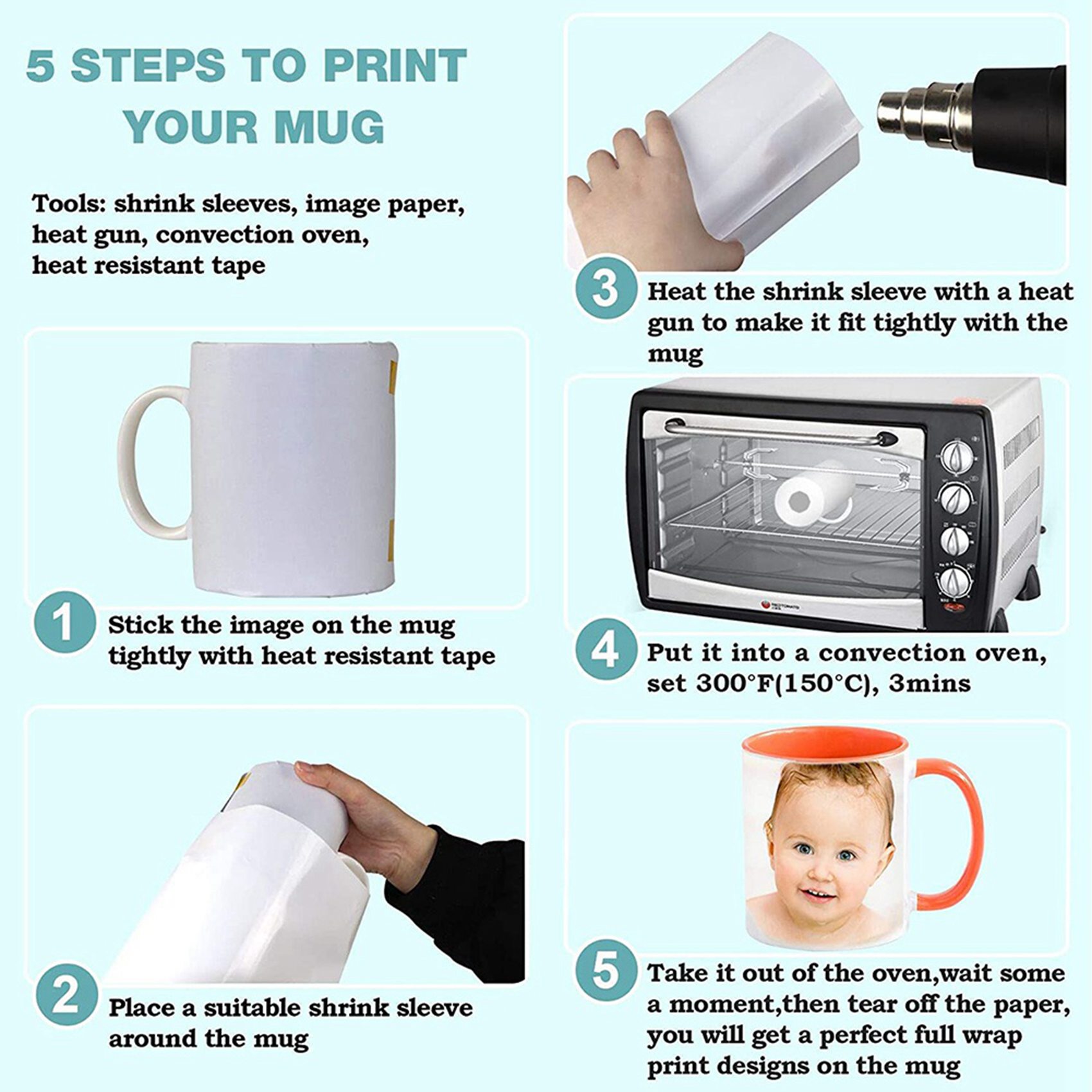 Sublimation Mug White - Premium-8X12 Inch Sublimation Shrink Wrap Sleeves,