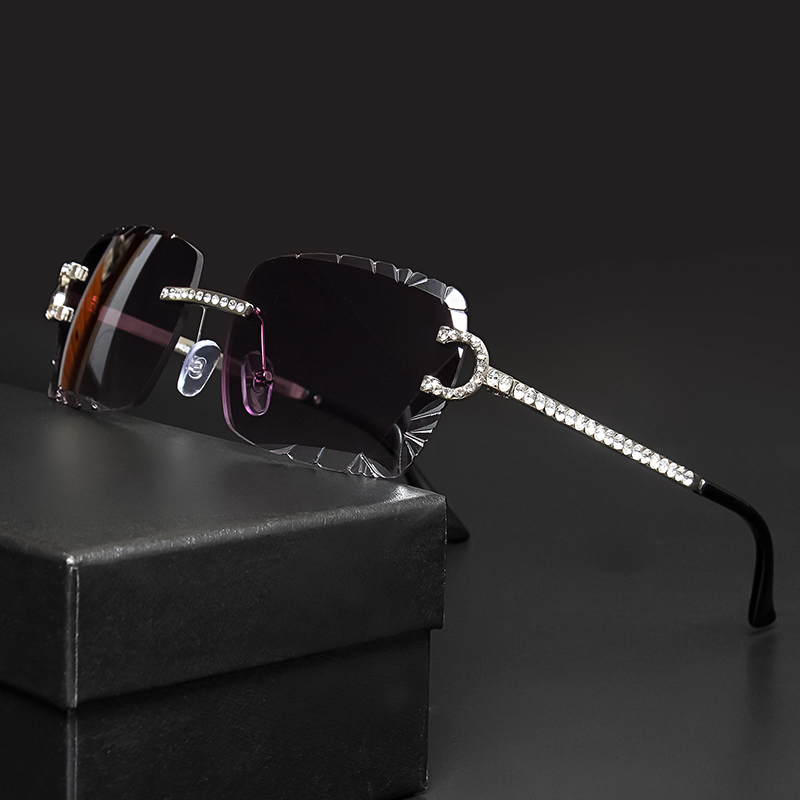 Metal Photo Panel - Fashion Rimless Square Sunglasses Vintage Diamond
