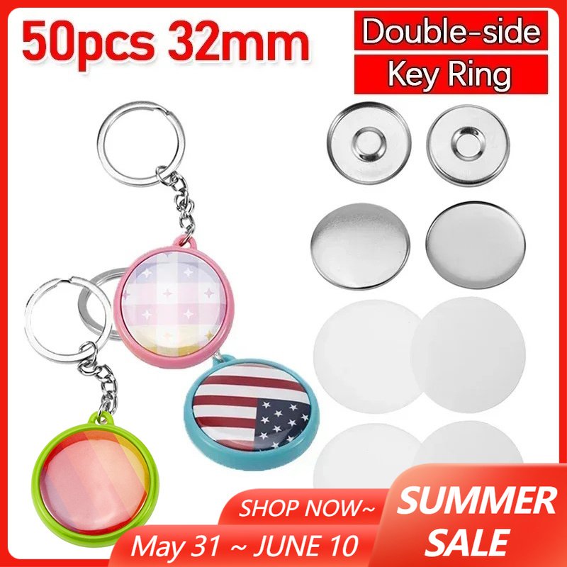 Button Badge Blank - 50pcs/Set 32mm Double-side Keychain Badge Button