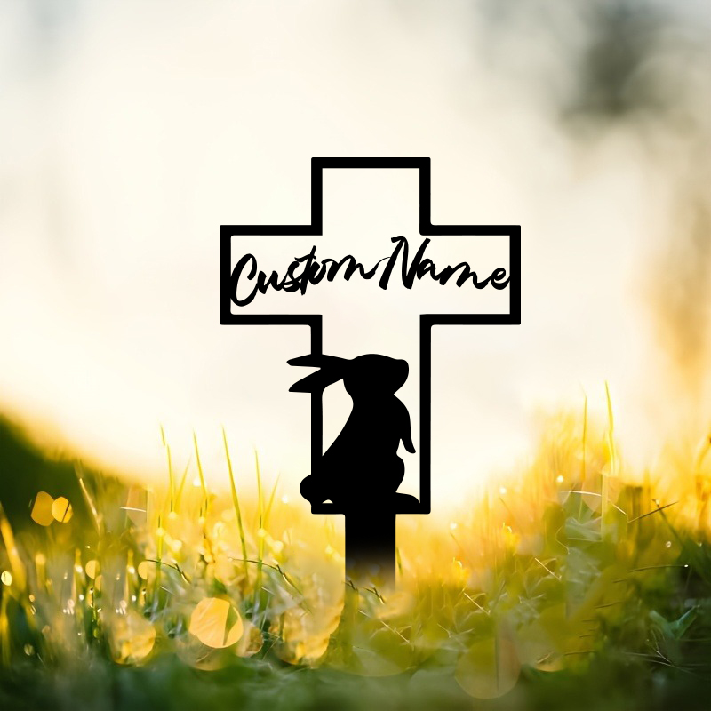 Yard Sign Blank - Art Deco Personalized Bunny Memorial Cross
