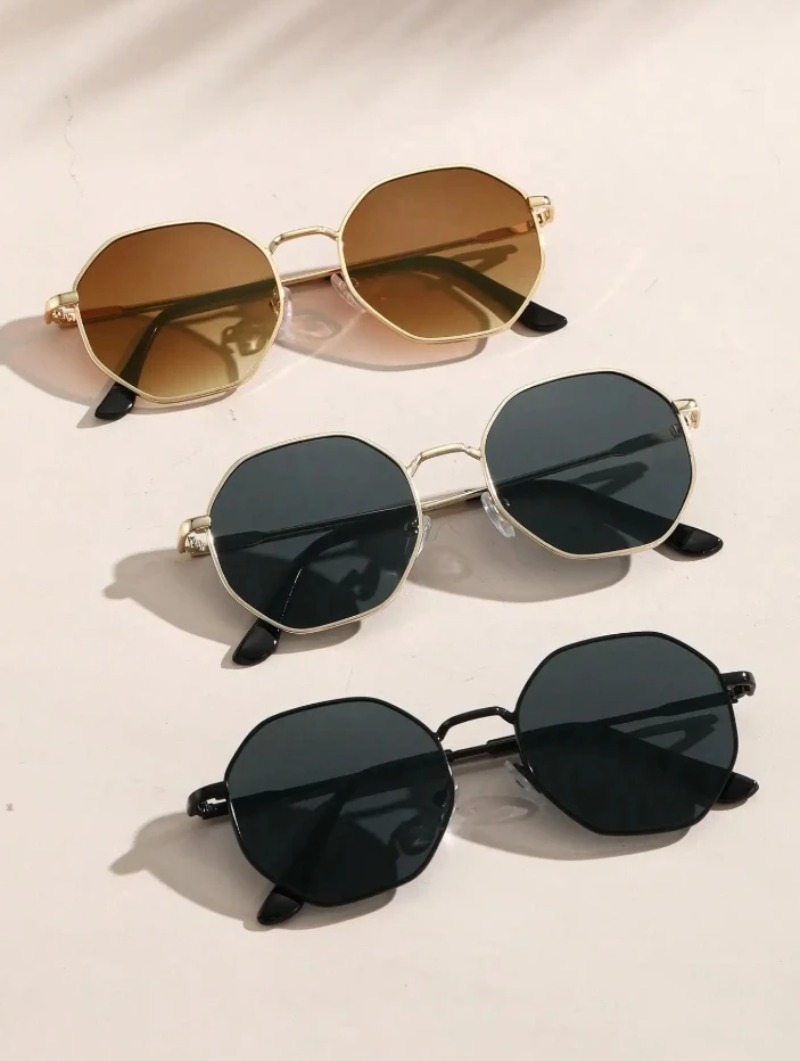 Metal Photo Panel - 1/3 Pcs Metal Geometric-Round Frame Sunglasses