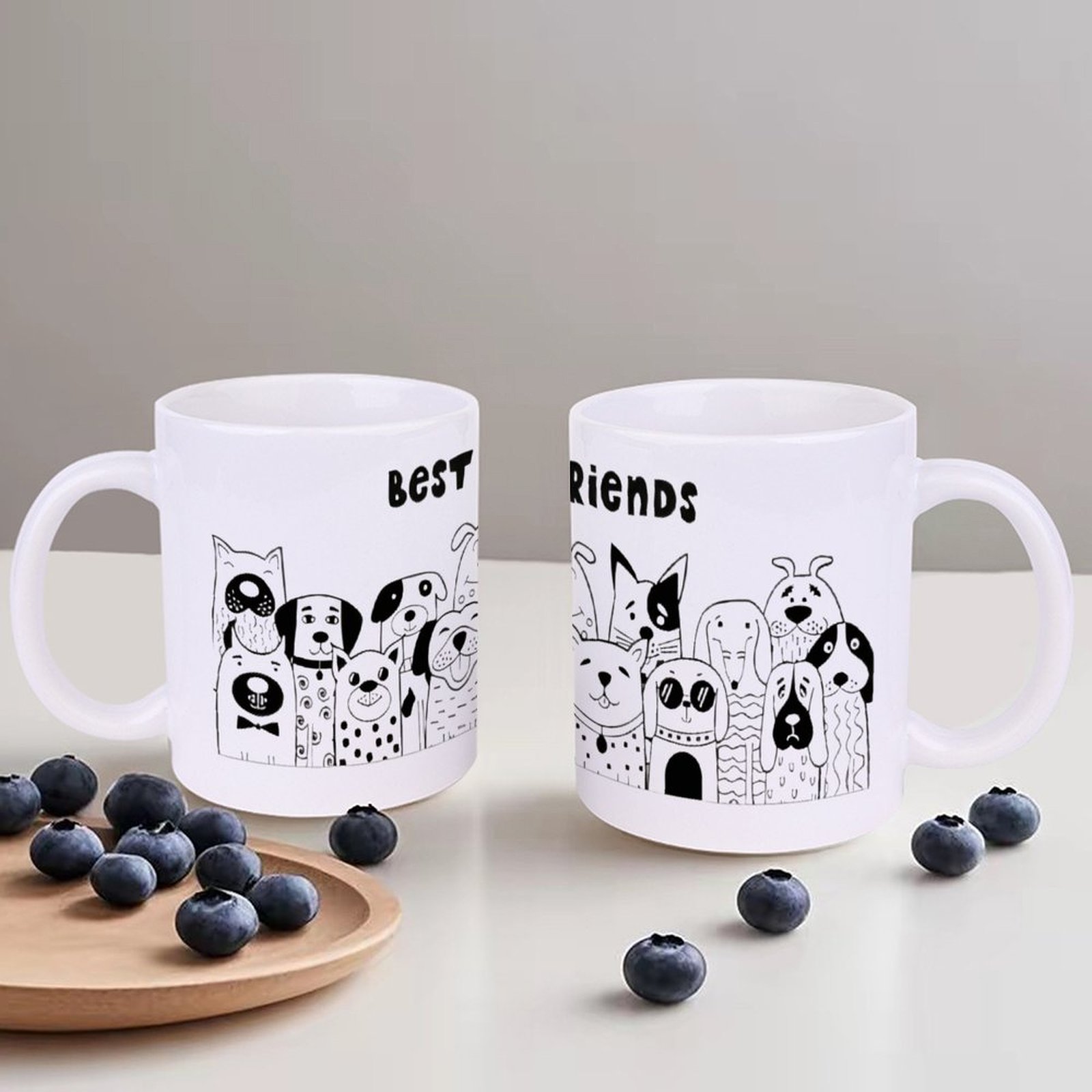 Sublimation Mug White - Illustration Of Dogs With The Words
