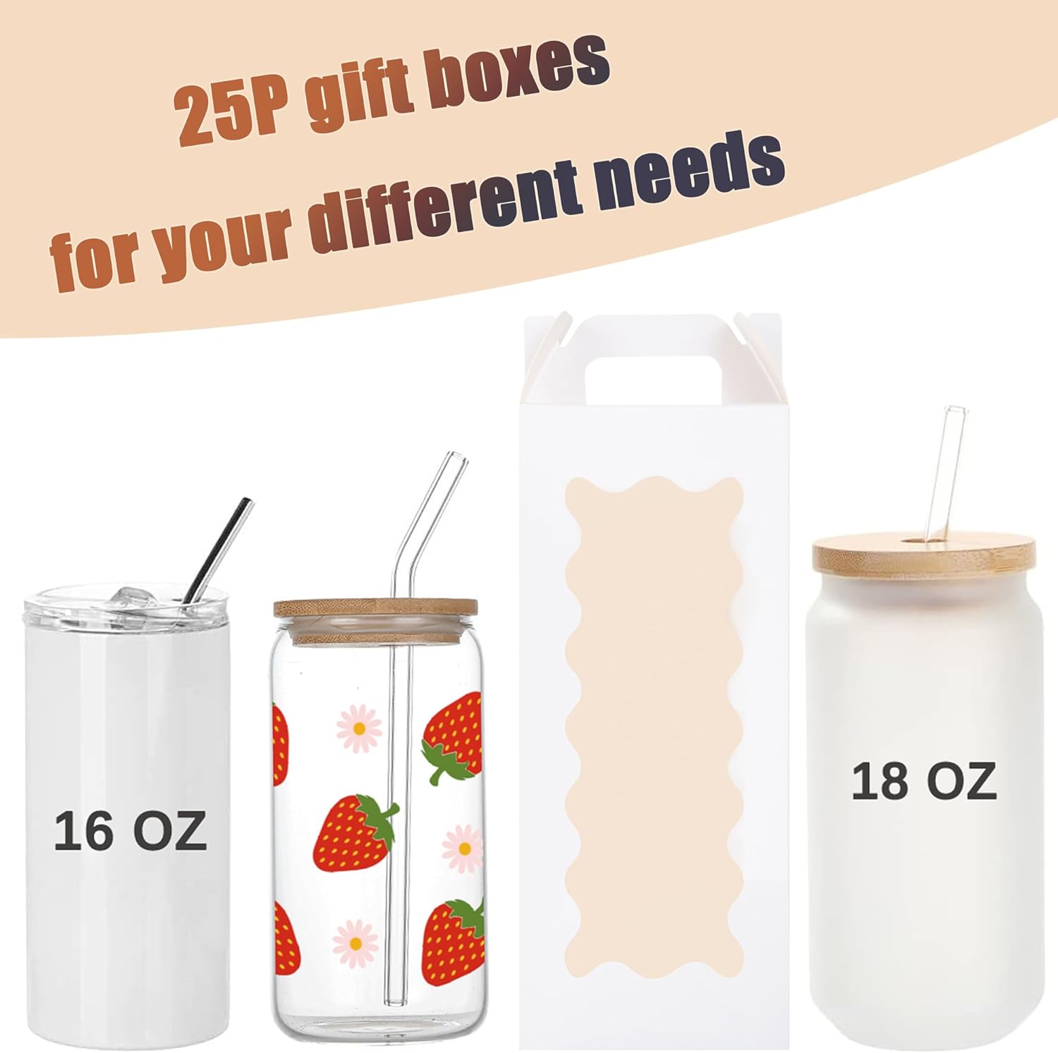 25 Pack Tumbler Gift Boxes wit - Tumbler 20Oz White review and price
