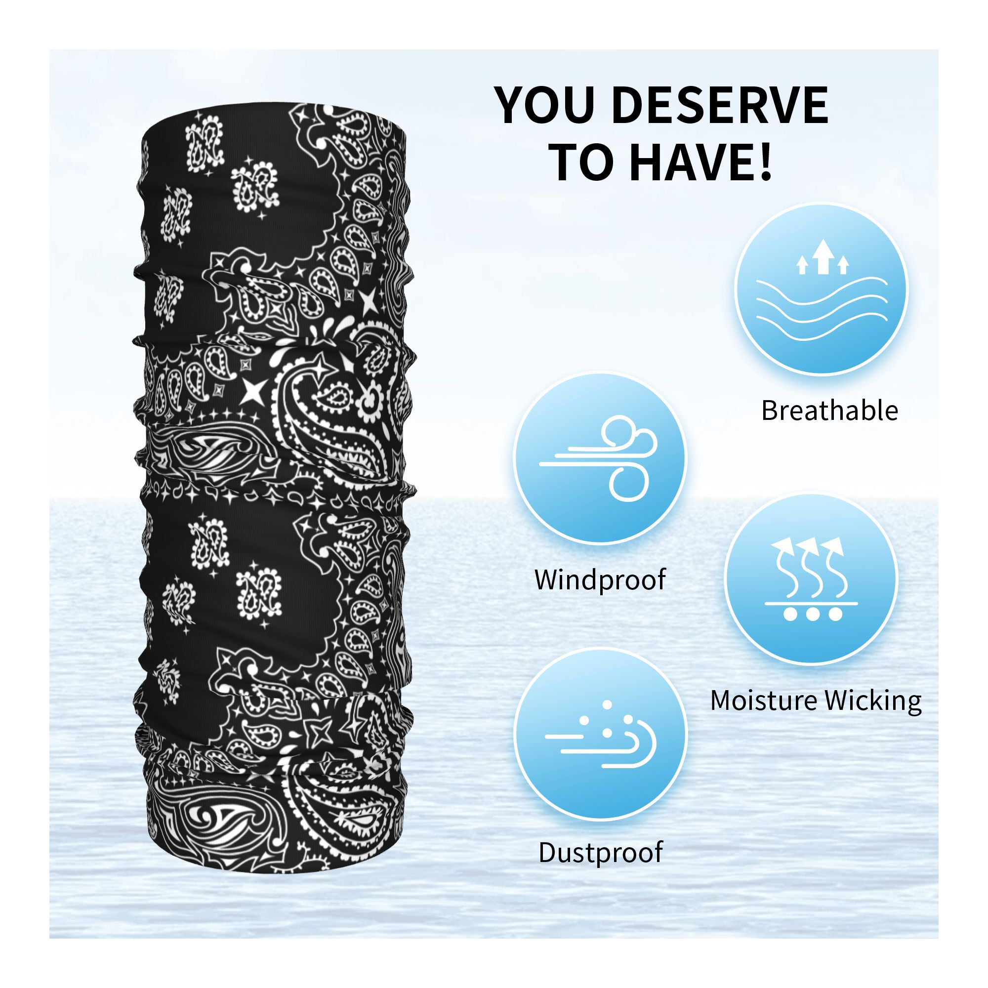 Custom Black And White Paisley - Bandana Blank White review and price