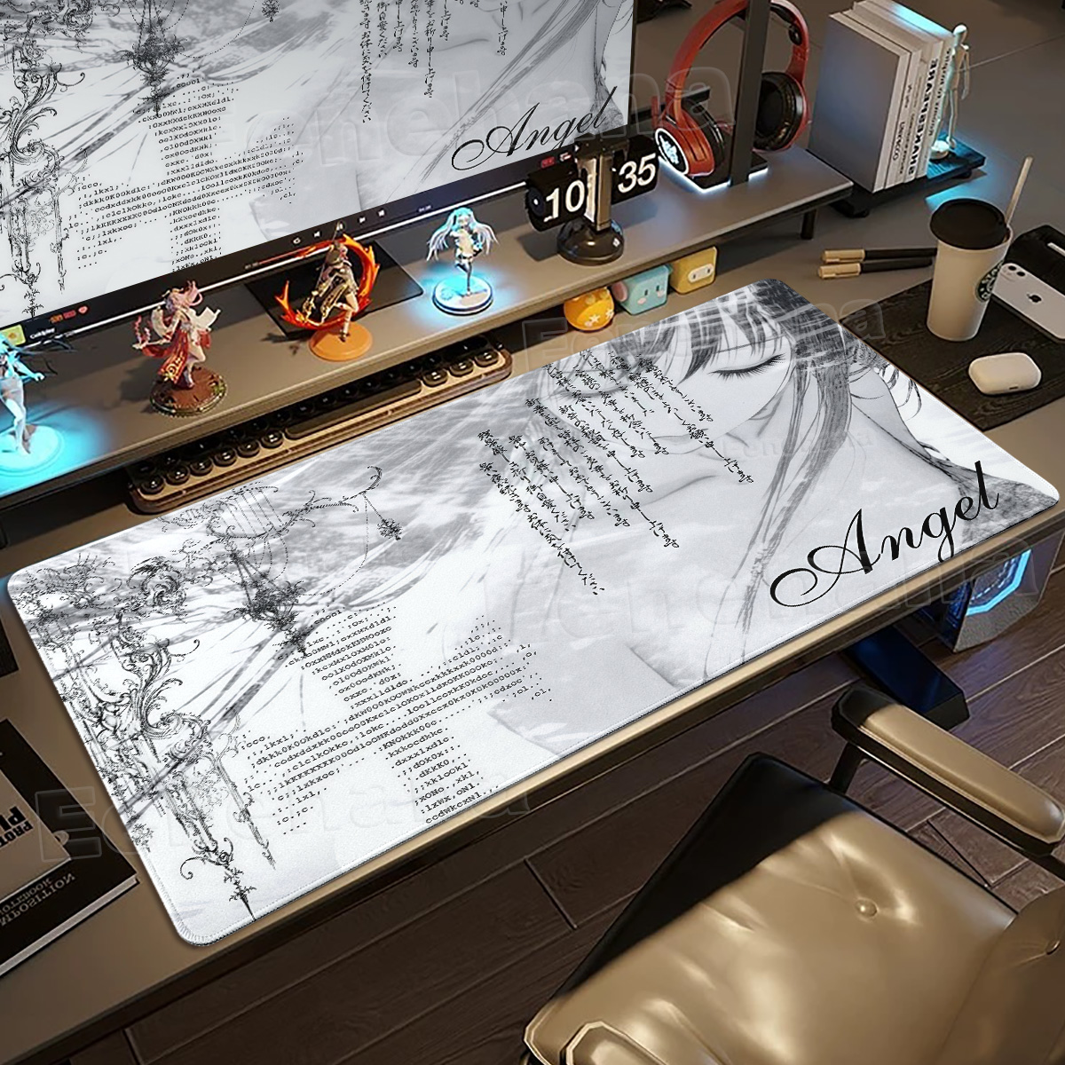Black White Angel Mouse Pad La - Mouse Pad Blank Sublimation review and price