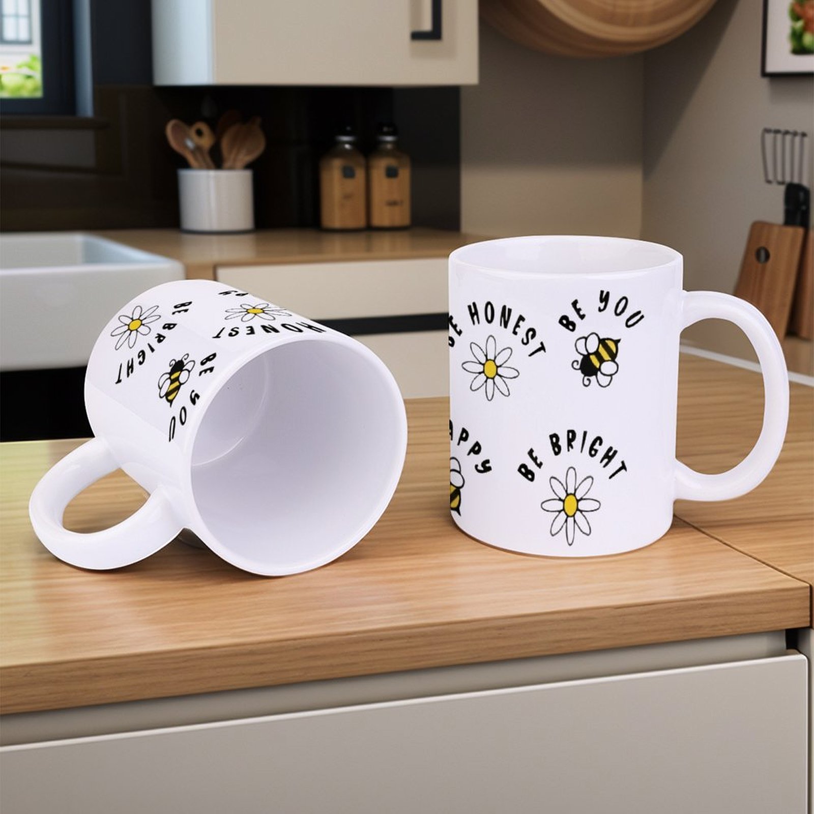 Four Stickers With Bees And Da - Sublimation Mug White review and price