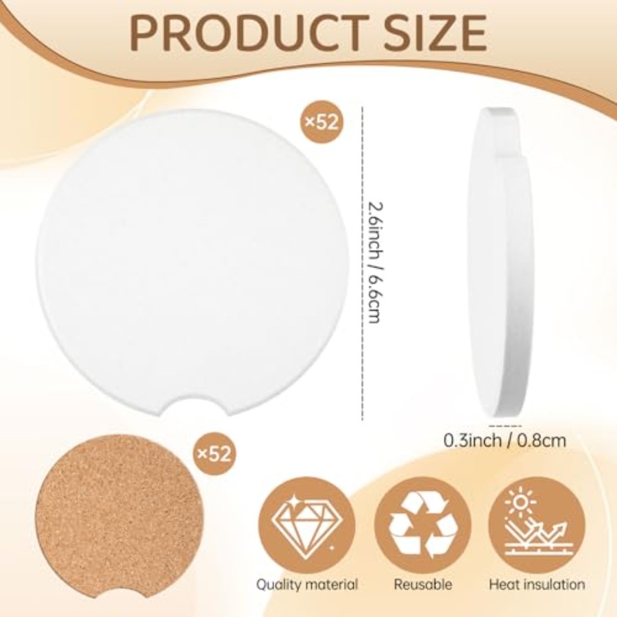 312 Pcs Ceramic Car Coasters 2 - Coaster Sublimation Blank review and price