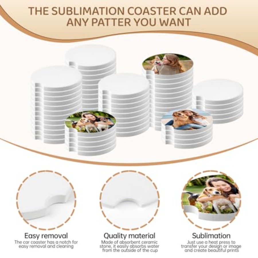 312 Pcs Ceramic Car Coasters 2 - Coaster Sublimation Blank review and price