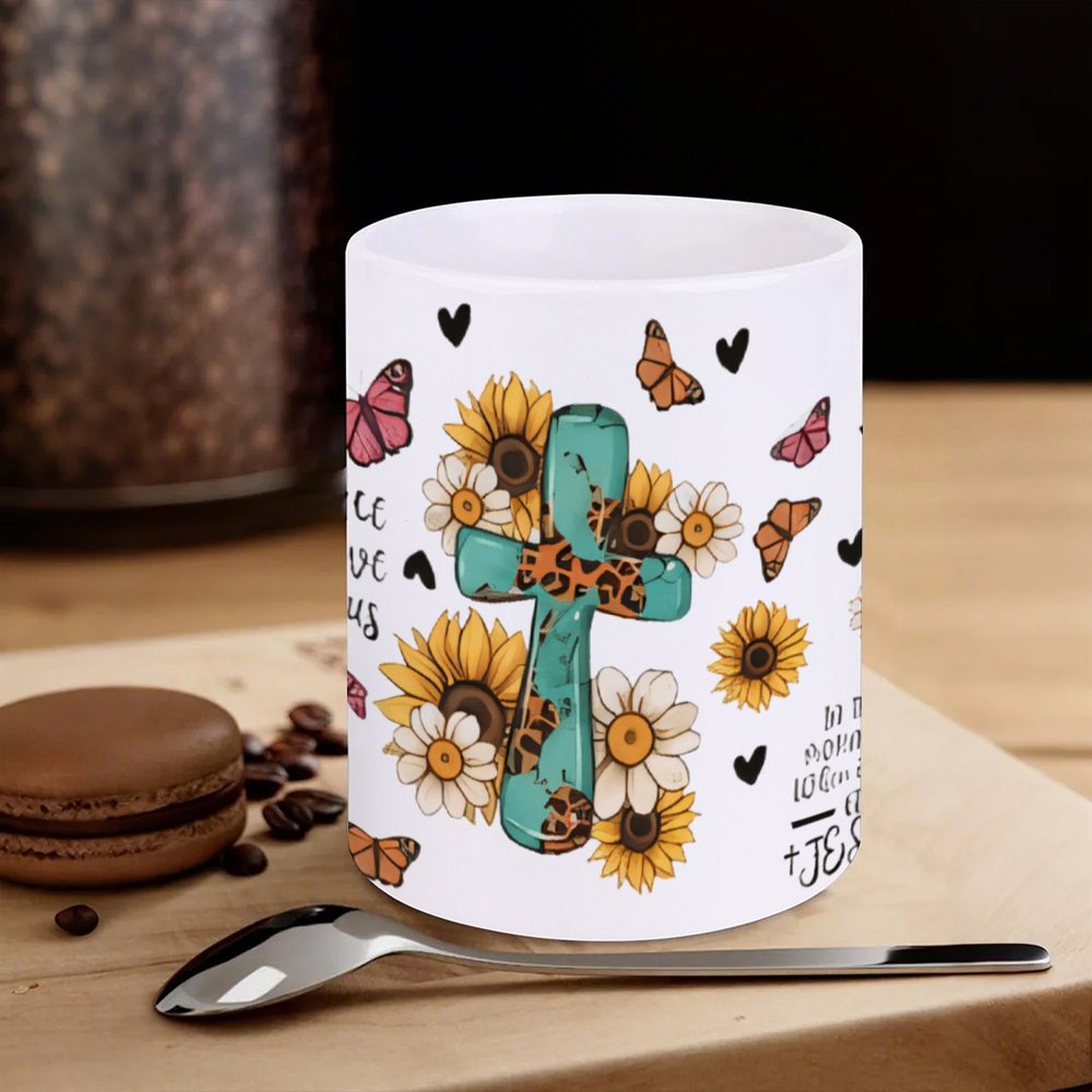 A Cross Surrounded By Sunflowe - Sublimation Mug White review and price