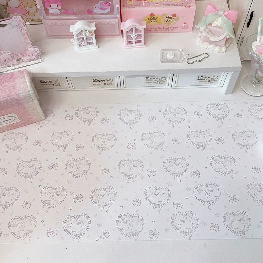 Kawaii Pink Rabbit Leather Des - Mouse Pad Blank Sublimation review and price