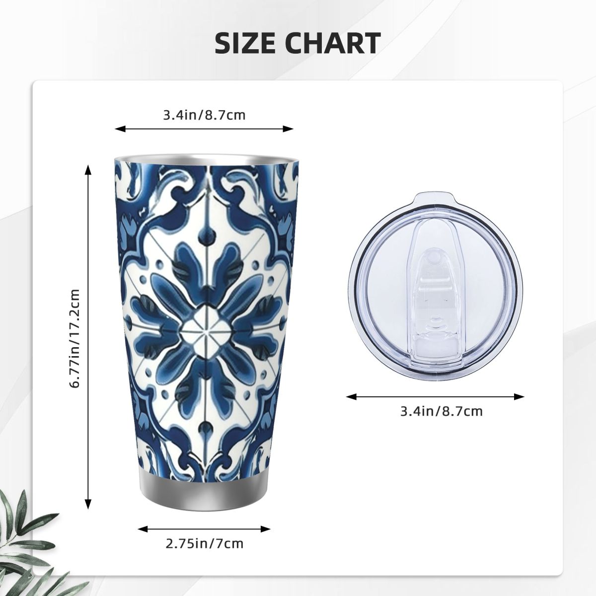 Blue And White Majolica Patter - Tumbler 20Oz White review and price