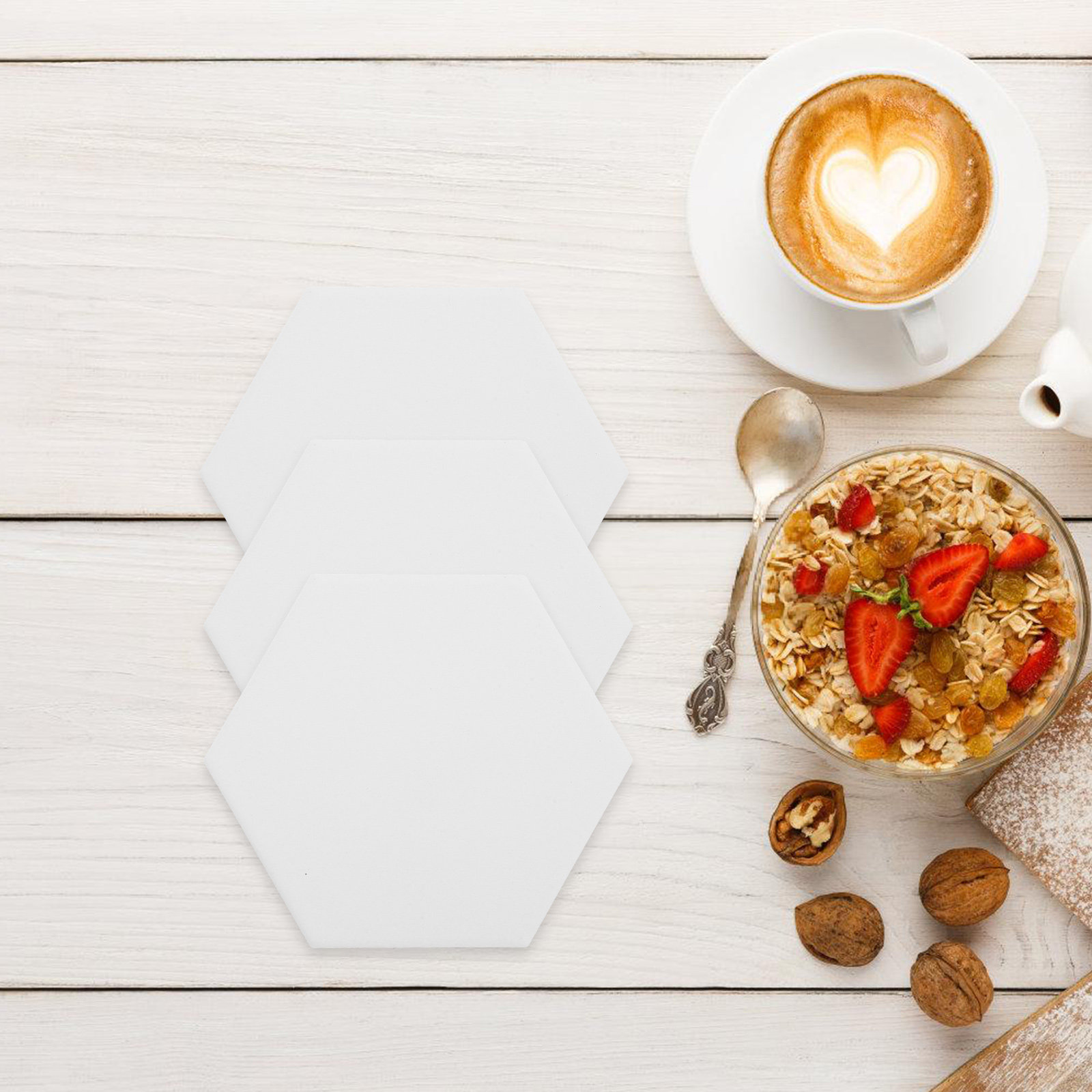 10Set White Hexagonal Ceramic  - Coaster Sublimation Blank review and price