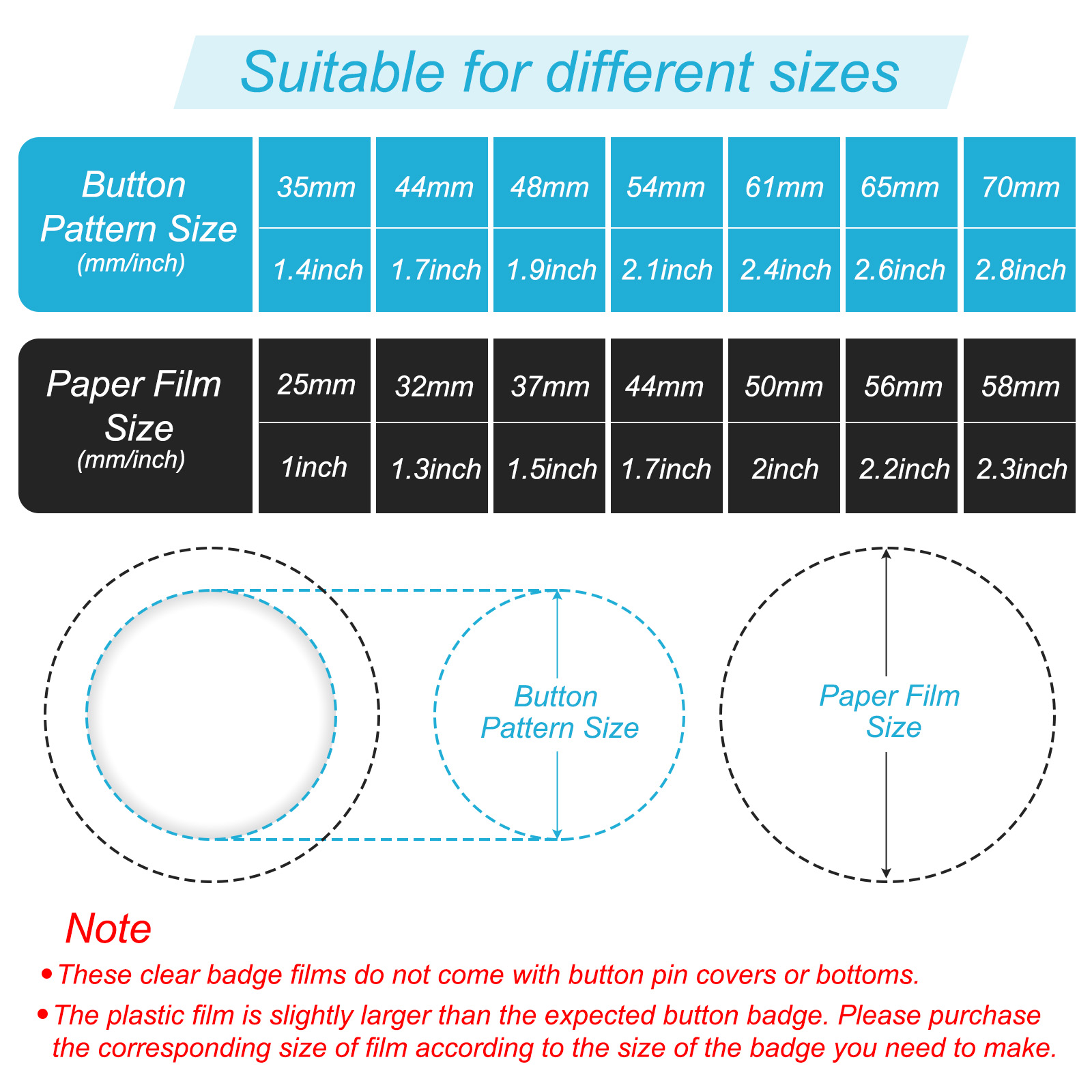 44/48/54/61/65/70mm Badge Film - Button Badge Blank review and price