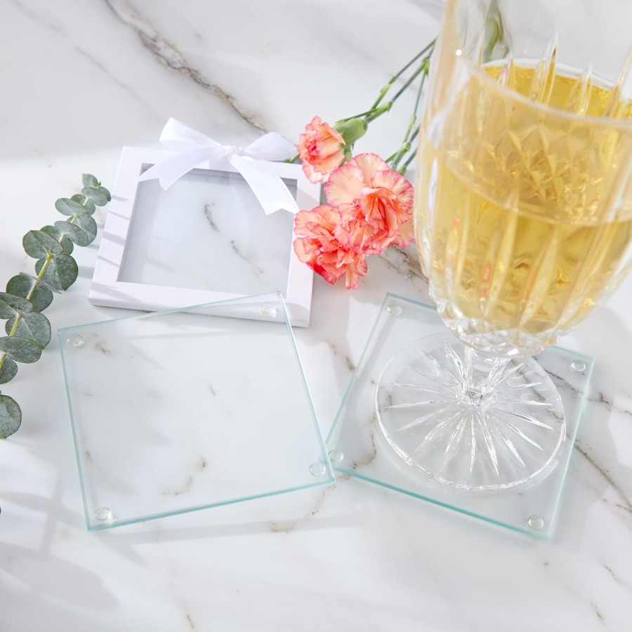 Clear Glass Drink Coasters Set - Coaster Sublimation Blank review and price